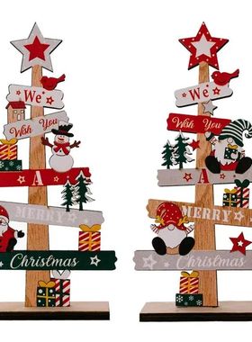 Desktop Chistmas e Santa Claus DIY Decoation Wooden