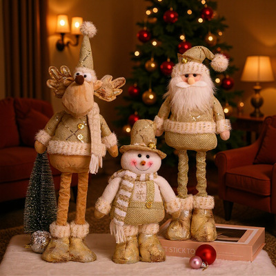 Chistmas Old Man Snowman Elk Onaments Telescopic Legs