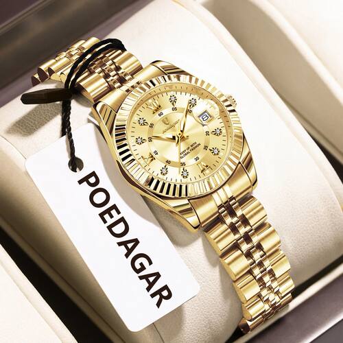POEDAGARWomen's Wristwatch Waterproof Luminous Date Elegant