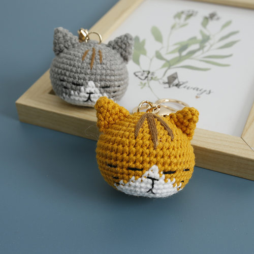Cartoon Cute Hand-woven Cat Head Pendant Creative Wool