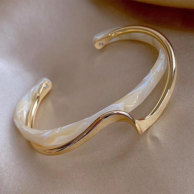 White Acrylic Bracelets Board Bend Metal Bangles Womens