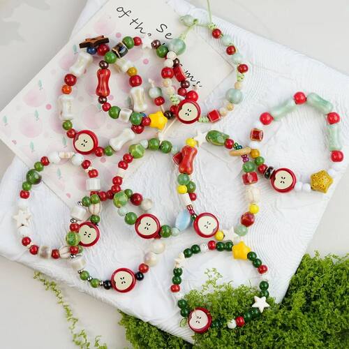 Cute Fashion Dopamine Colo Stas Apple Ceamic Beaded Elastic