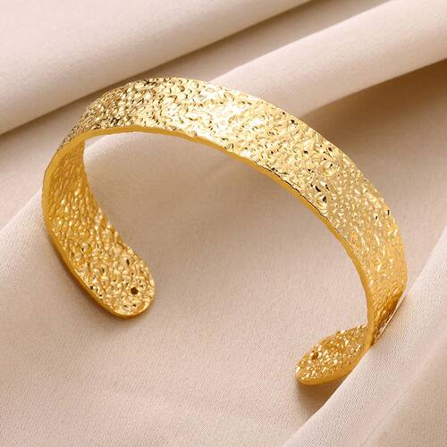 Stainless Steel Wide Bangles for Women Luxury Gold Color