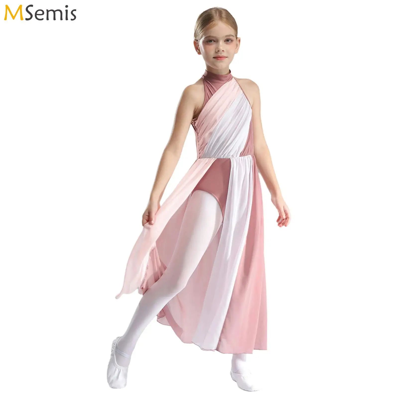 Teen Lyrical Modern Dance Dress Asymmetric Split Ballet