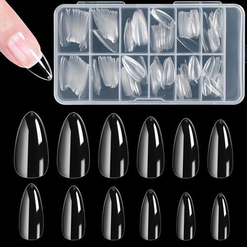 240 Pcs Almond False Nail Tips Clea Matt Soft Fake Nails