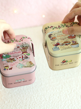 Potable Tinplate Box Cookie Metal Can Bonnie Rabbit Patten