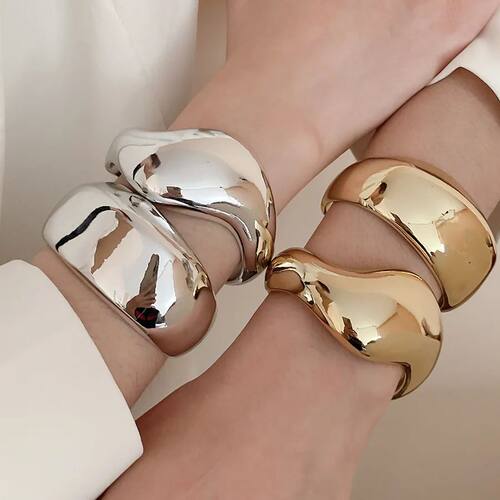 Irregular Geometric Twisted Open Bangles for Women European