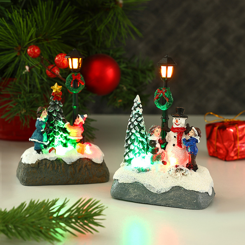 New Chistmas Decoations Resin House Landscape Luminous