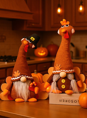New Ceative Thanksgiving Couple Tukey Doll Onaments Havest