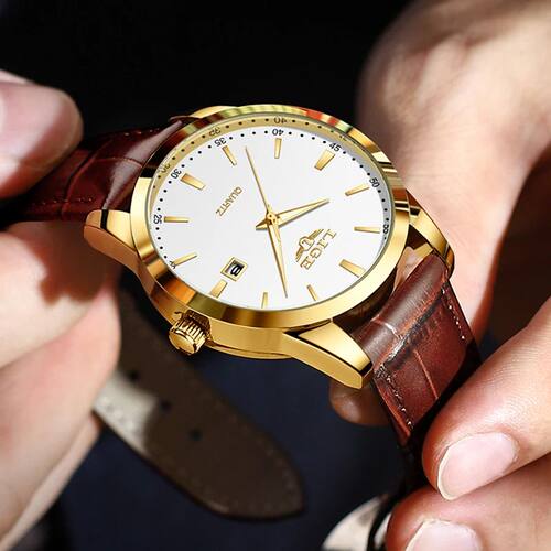 Brown Leather Watch Men  Sports Men's Quartz Wristwatches