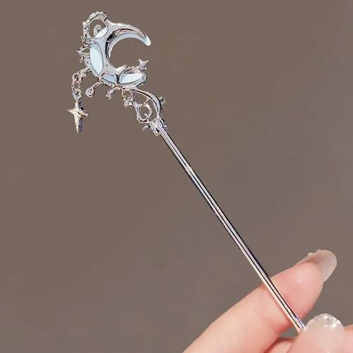 Romantic Moonstone Star Moon Hair Stick Metal Branch