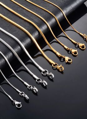 Stainless Steel Square Snake Chain Long Necklace for Women