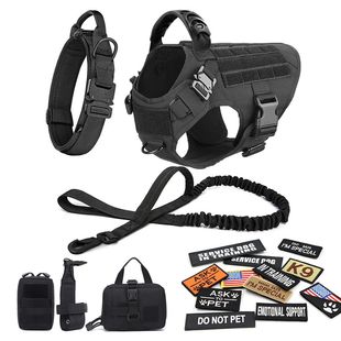 Collar Pet Dog Set Large Patches Leash Harness Bags