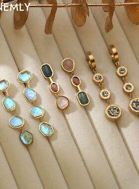 GANEMLY 316L Stainless Steel Shining Stone Zirconia Drop