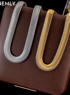 GANEMLY 316L Stainless Steel Snake Bone Chain Necklace For