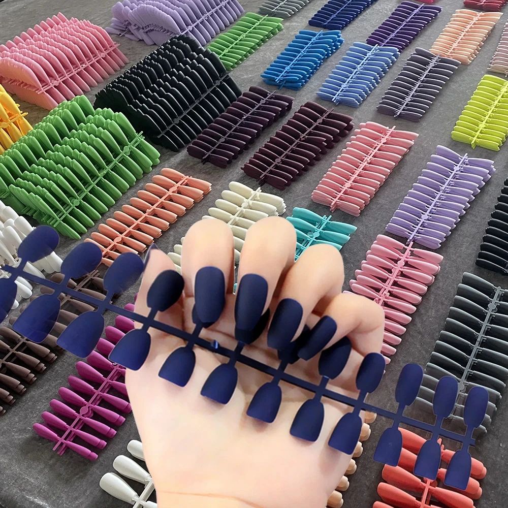 120pcs Random Colos Coffin Shot Long Matte False Pess on