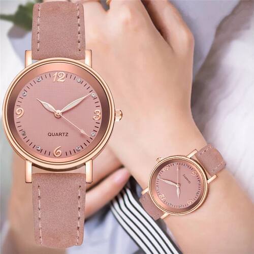Fashion Arabic Dial Women's Watch Casual Leather Band