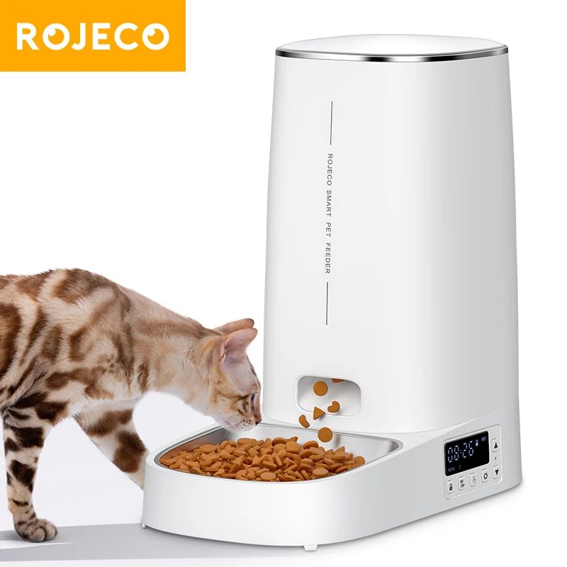 ROJECO Automatic Pet Feeder Smart Control Cat Food Kibble