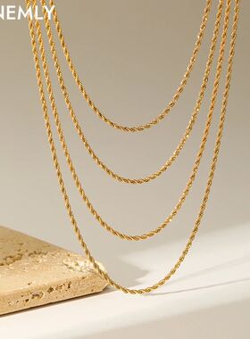 GANEMLY 316L Stainless Steel Gold Color Multilayer Chain