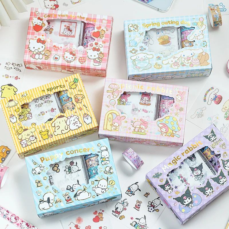 Sanrio Sticker Roll Gift Box Cute Hello Kitty Cinnamoroll