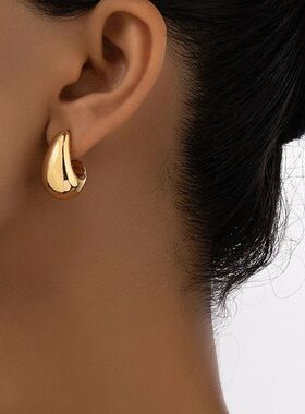 Vintage Chunky Dome Drop Earrings For Women Gold Plated