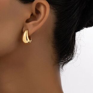 Vintage Chunky Dome Drop Earrings For Women Gold Plated