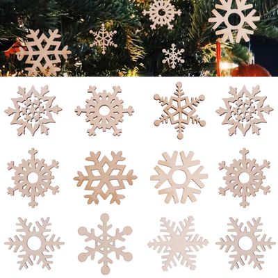 10/30/50/100pcs Chistmas Wooden Snowflakes Hanging Onaments