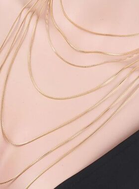 35cm-70cm 1mm Bass with Yellow Gold Colo Box Chain Necklace