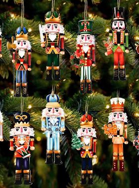 12Pcs Wooden Nutcacke Soldie Pendant Xmas e Hanging Onament