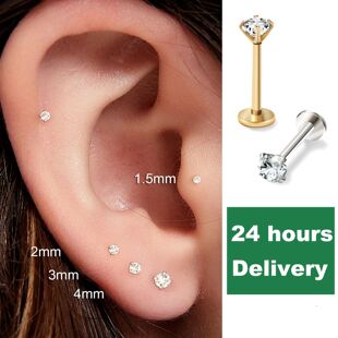 2/8PCS Stainless Steel Eearring Nose Stud Cartilage