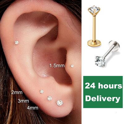 2/8PCS Stainless Steel Eearring Nose Stud Cartilage