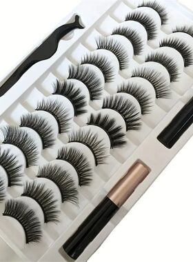12 pairs of magnetic  eyelash sets, with eyeliner, natural