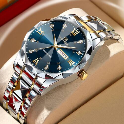 Men Watch Wate Diamond  Night Glow Double Calenda