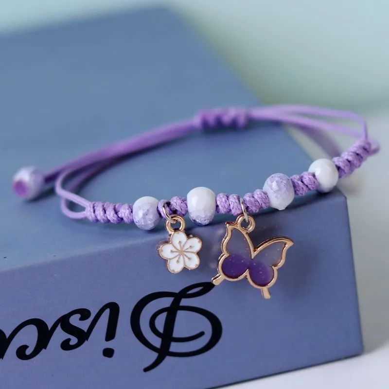 Rinhoo Fashion Handmade Purple Butterfly Flower Bracelet