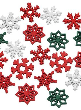 (50 Pieces/pack) 23mm Chistmas Snowflake Wood Chips Coloful