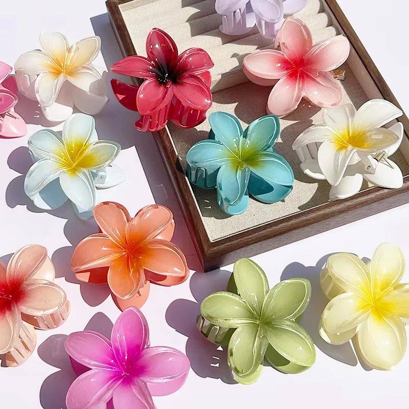1/2/3 Pcs Hawaiian Gradient Flower Hair Claw Clip Women