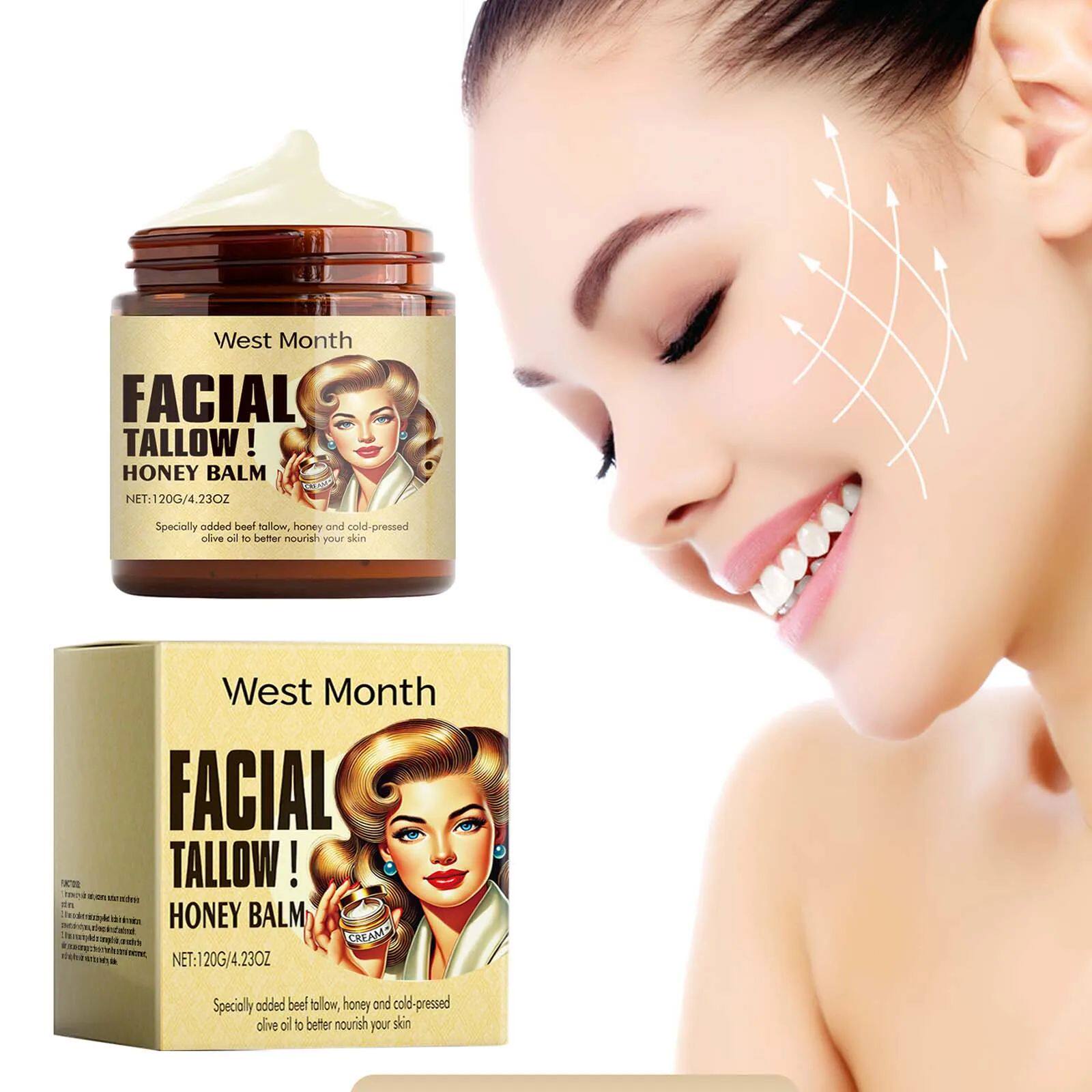 Beef Tallow Face Cream Lasting Moisturizing Soothing Facial - 实物图