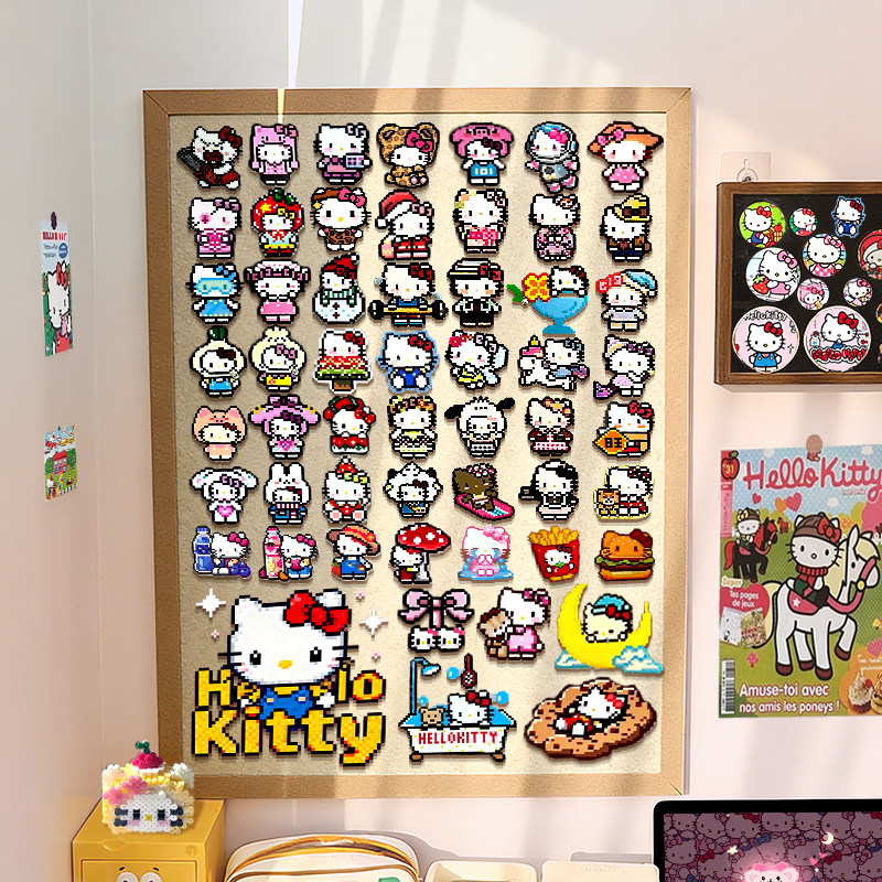 拼豆收纳展示板大容量免打孔拼豆成品可挂软木板房间装饰照片墙