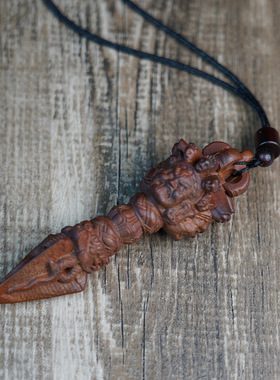 天然雷击枣木降魔杵金刚杵普巴秽迹金刚吊坠精雕摆件木雕道家用品