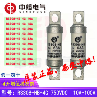 750VDC100A80A63A 中熔电气汽车直流熔断器保险丝熔芯RS308
