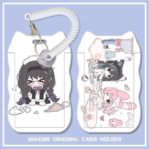 魔法少女小圆晓美焰学生滑盖猫耳朵卡套饭卡公交身份证套弹簧绳