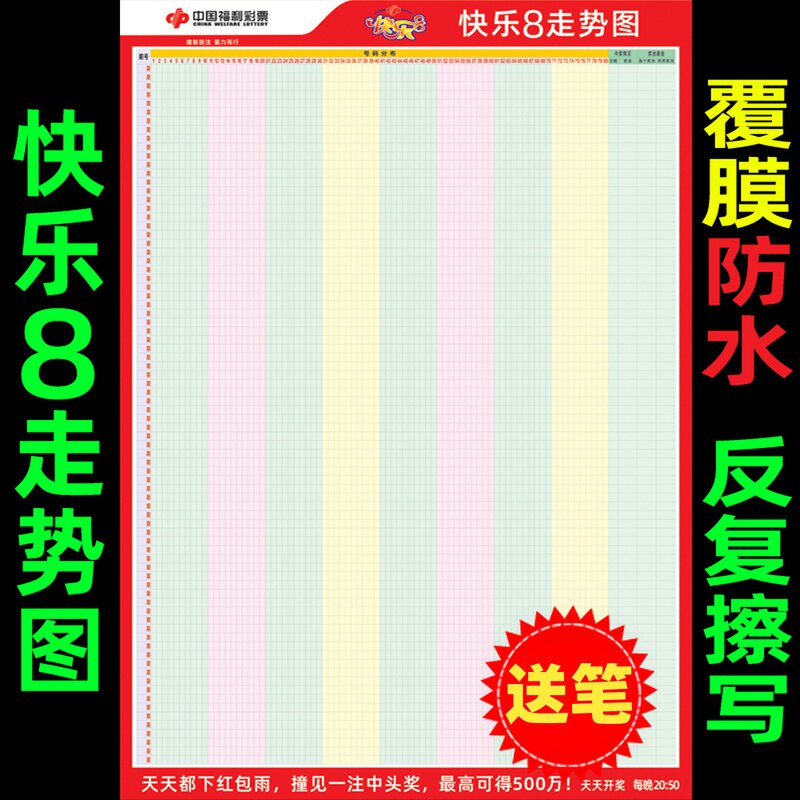 新版快乐8走势图7七星彩体彩用品福彩宣传广告用品开奖号码表格