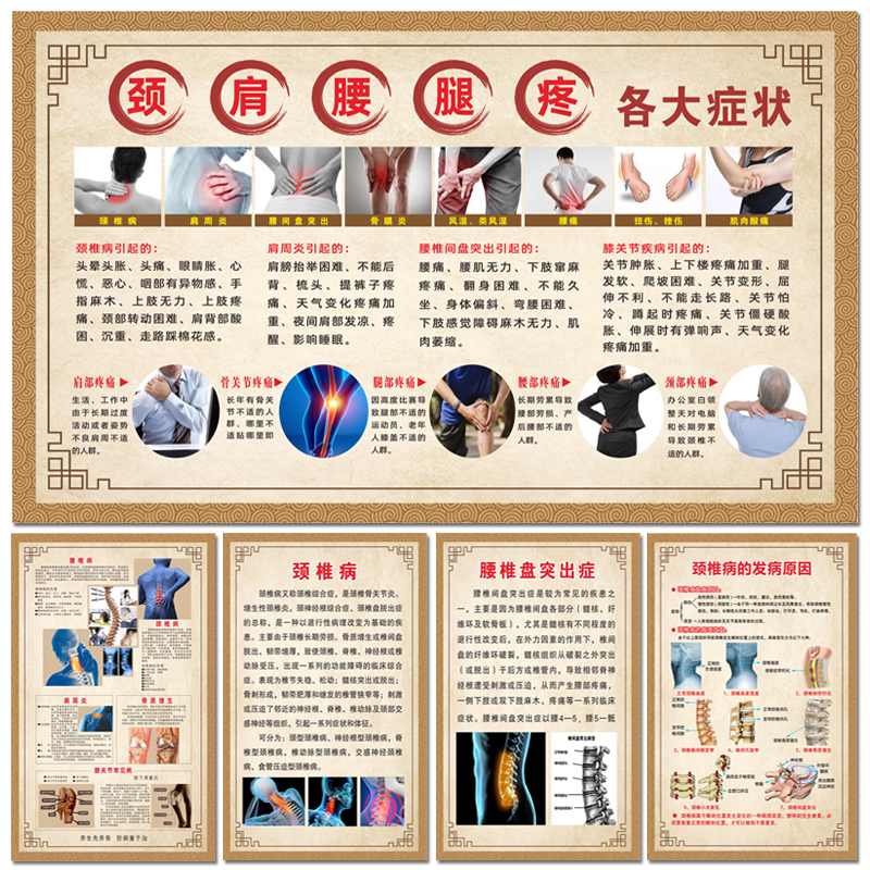 中医养生推拿理疗颈肩腰腿疼症状脊柱颈椎肩周炎腰椎间盘突出挂图