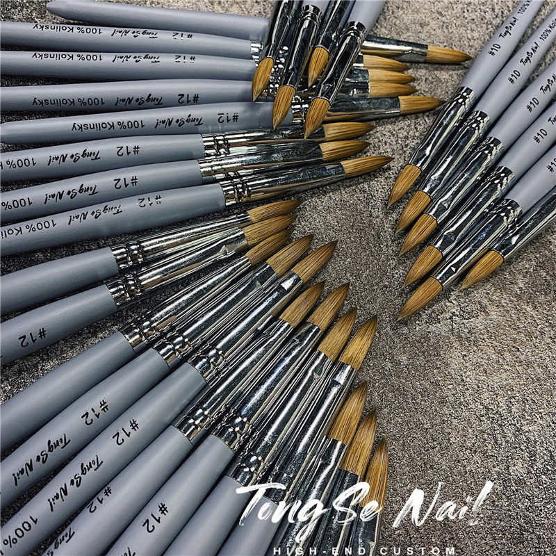 銅色100%Kolinskybrush美甲纯貂毛高级美甲水晶笔4-12号粉雕花笔