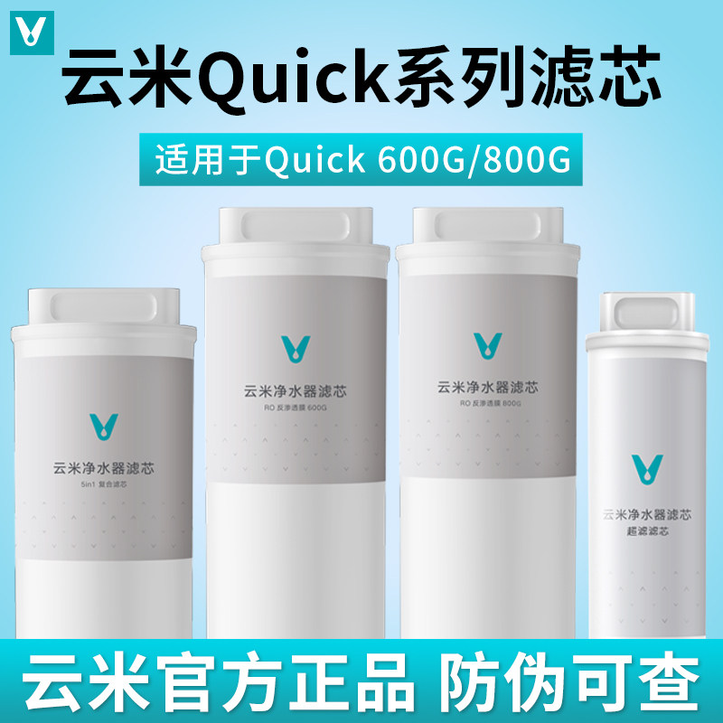 云米净水器Quick5 600G/800G/1000G滤芯RO反渗透5in1复合UF超滤芯