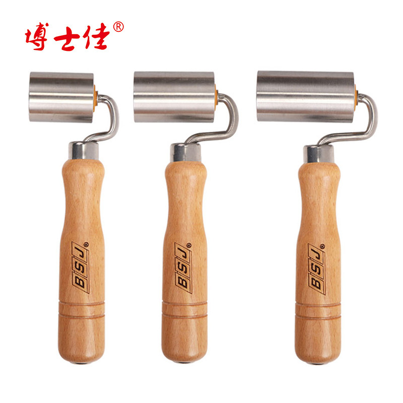 壁纸双轴承木柄不锈钢平面压轮施工工具墙纸接缝压滚轮压辊包邮