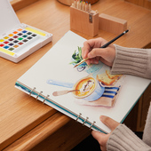 水彩画本活页可拆卸正方形写生本空白素描本创意手绘学生用速写本