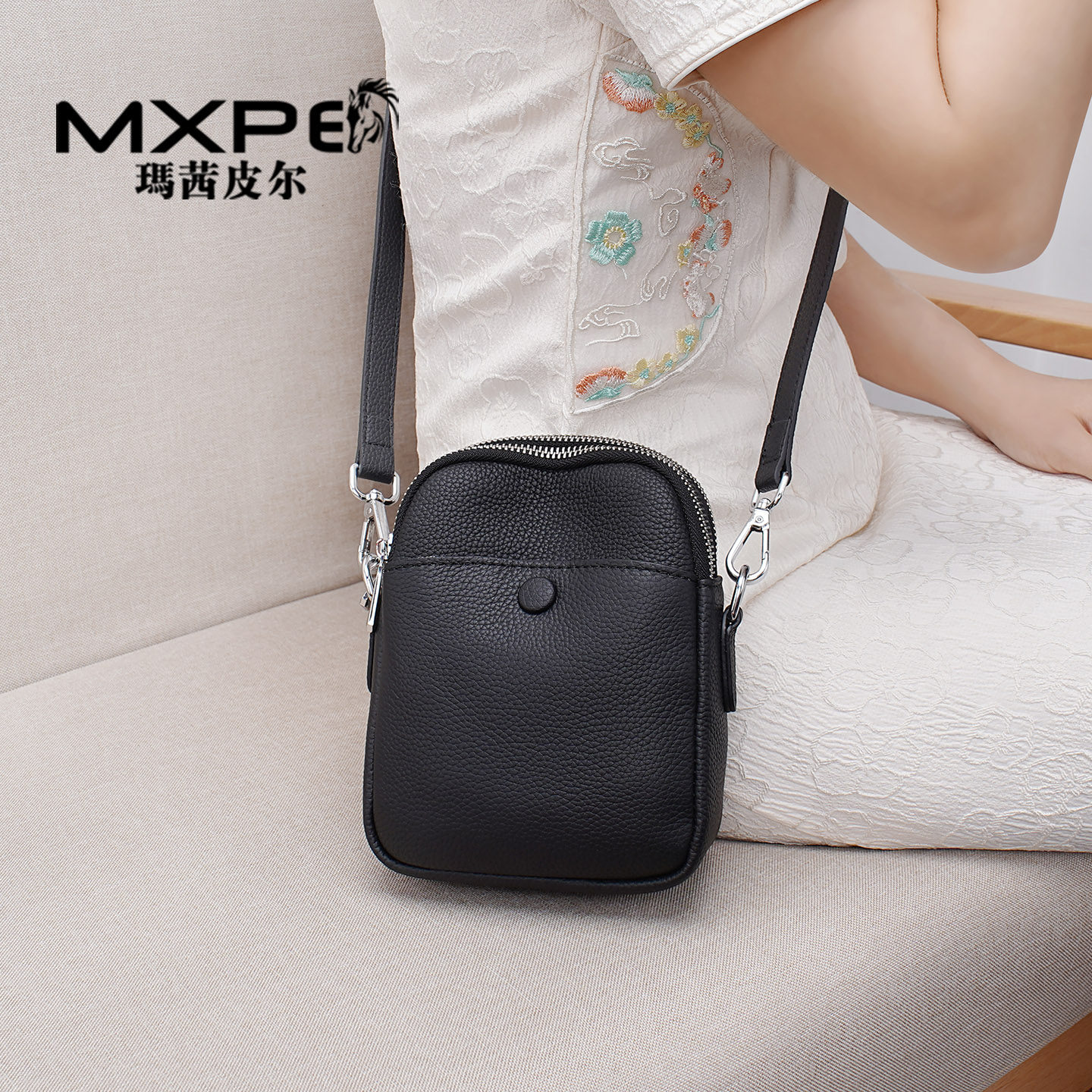 玛茜皮尔真皮女包休闲百搭斜挎包图片