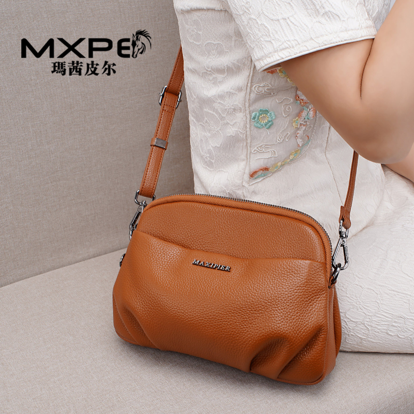 玛茜皮尔真皮女包休闲时尚斜挎包图片
