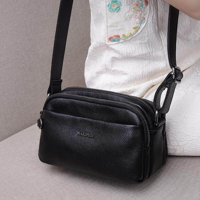 牛皮斜挎小包包女式2026新款真皮小方包通勤多层单肩包女款秋冬季